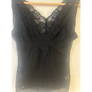 Magic Curves Black Double Lined Tanktop Shapewear With Lace Trim Sz XL